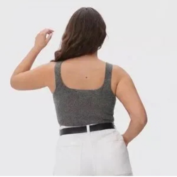 Everlane The Cozy Stretch Tank Cropped Yak and Wool Blend in Gray Size Medium - Picture 2 of 9
